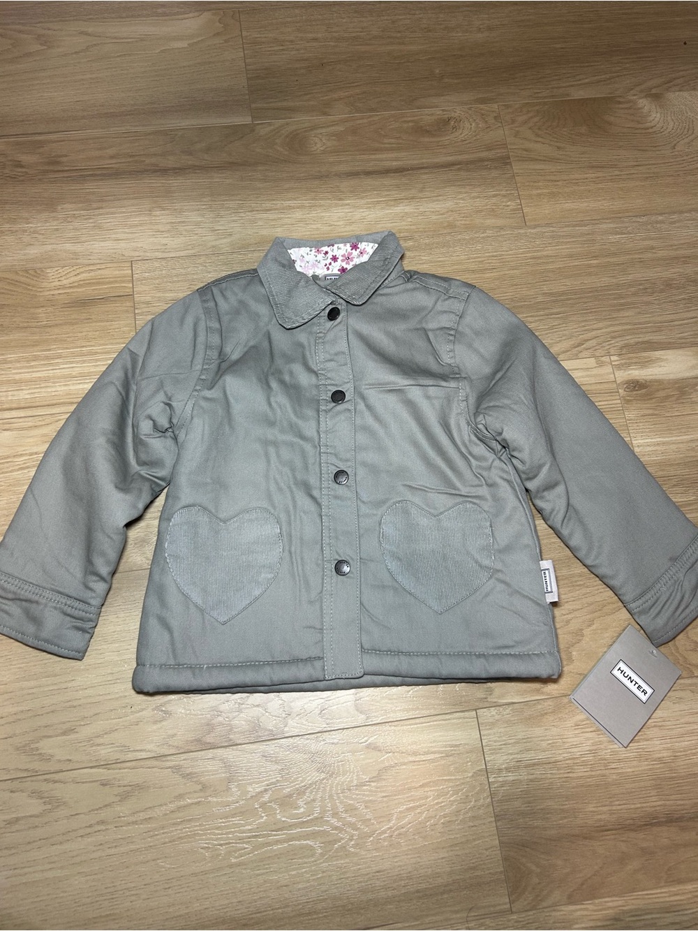 Hunter Kids Light Grey Heart-Pocket Puffer Jacket